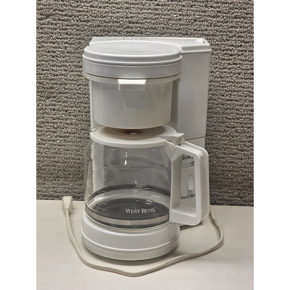 West Bend QuikDrip‎ 10 Cup Automatic Drip Coffee Maker White Glass Carafe 850W